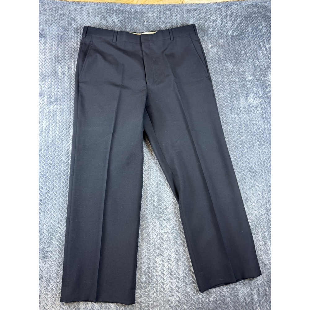 John Alexander Mens 36 Black Wool Blend High Rise Straight Leg Dress Pants